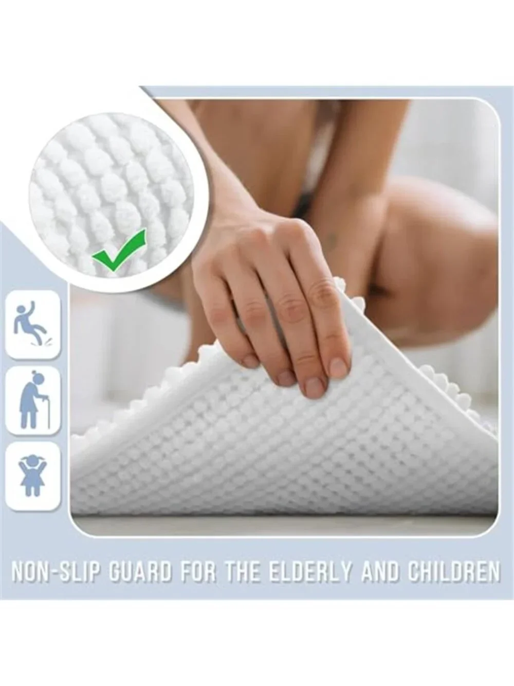 Soft Chenille Bath Mat Non Slip Absorbent Bathroom Rug Plush Thick Washable